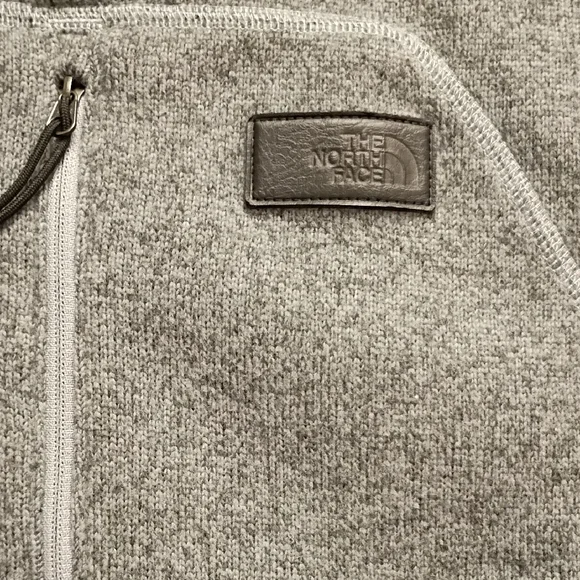 The North Face Fleece Jacket Men's XL Gray Full Zip Front Attached Hood - Picture 3 of 5